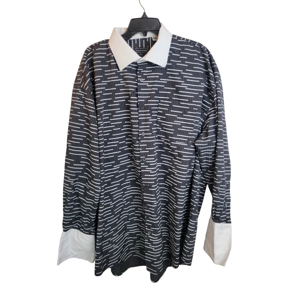 Avanti Uomo Gray Single Needle Tailoring Button Down Shirt Men's Size 19.5 36/37